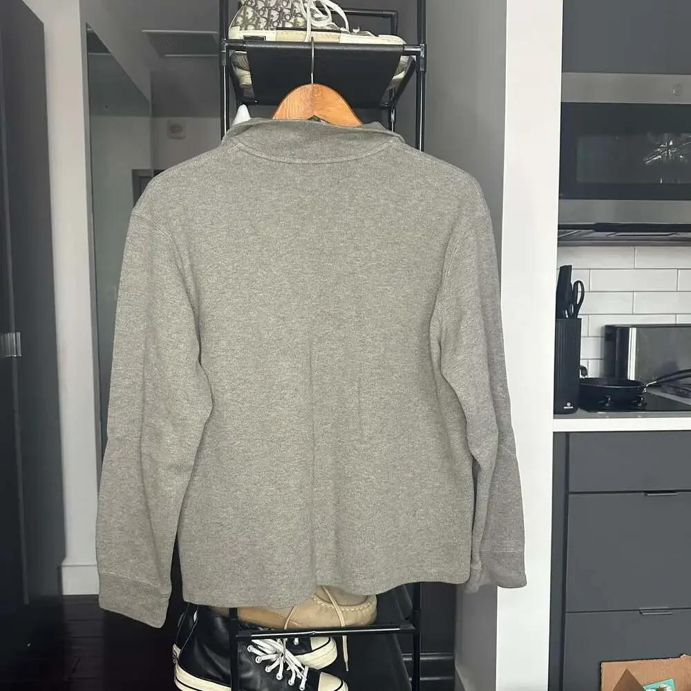 Vintage Polo Ralph Lauren Grey Quarter Zip Pullover Sweater Mock Neck 90s Era L